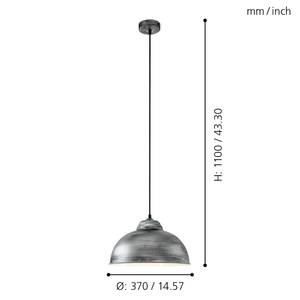Hanglamp Truro II staal - 1 lichtbron