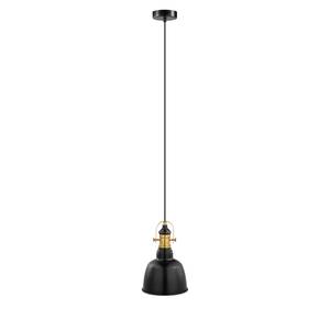 Hanglamp Gilwell staal - 1 lichtbron - Zwart - Diameter: 19 cm