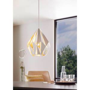 Hanglamp Carlton I staal - 1 lichtbron - Wit/goudkleurig - Diameter: 31 cm