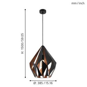 Suspension Carlton I Acier - 1 ampoule - Noir / Cuivre - Diamètre : 39 cm