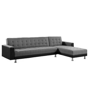 Ecksofa Corby I Kustleder/Webstoff - Grau / Schwarz