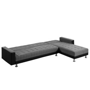 Ecksofa Corby I Kustleder/Webstoff - Grau / Schwarz