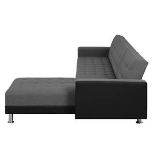 Ecksofa Corby I Kustleder/Webstoff - Grau / Schwarz