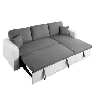 Ecksofa Coventry II Kunstleder/Webstoff - Grau / Weiß