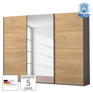 Schwebetürenschrank SKØP II Graphit / Asteiche - 270 x 222 cm - 1 Spiegeltür