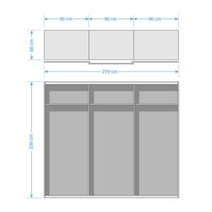 Schwebetürenschrank SKØP II Graphit / Asteiche - 270 x 235 cm - Ohne Spiegeltür/-en