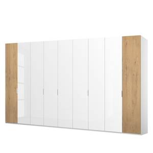 Drehtürenschrank SKØP IV Hochglanz Weiß / Asteiche - 405 x 235 cm