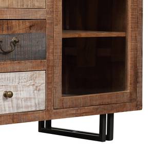 Vitrinenschrank New Rustic Mango massiv / Metall - Mango / Grau