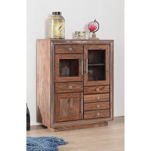 Highboard Sheva II Massief sheeshamhout/roestvrij staal - sheeshamhout/zilver