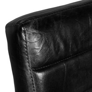 Echt leren stoelen Comtash (set van 2) Echt leer/metaal - Vintage zwart