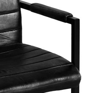 Echt leren stoelen Comtash (set van 2) Echt leer/metaal - Vintage zwart