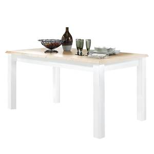 Eettafel Curzu wit pijnboomhout/eikenhout - Eikenhouten look - Breedte: 180 cm