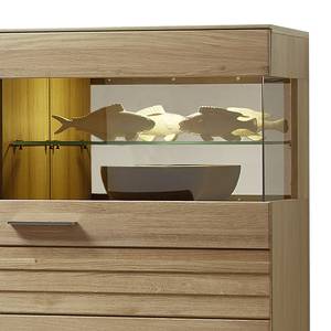 Highboard Jorvi incl. verlichting - deels massief wild eikenhout - Bianco wild eikenhout/grafietkleurig