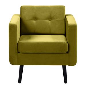 Fauteuil Croom microvezel - Velours Krysia: Olijfgeel - Zonder hocker