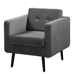 Fauteuil Croom microvezel - Velours Krysia: Donkergrijs - Zonder hocker