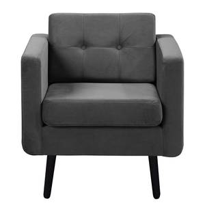 Fauteuil Croom microvezel - Velours Krysia: Donkergrijs - Zonder hocker