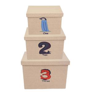 Boîtes de rangement Son I (lot de 3) Papier / Coton - Beige