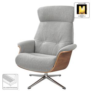 Relaxfauteuil Anderson IV Geweven stof Saia: Lichtgrijs - Chroomkleurig glanzend - Notenboom