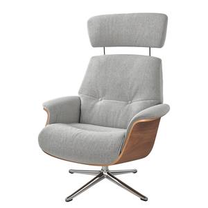 Relaxfauteuil Anderson IV Geweven stof Saia: Lichtgrijs - Chroomkleurig glanzend - Notenboom