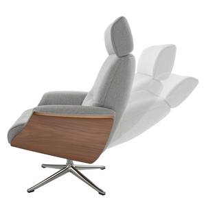 Relaxfauteuil Anderson IV Geweven stof Saia: Lichtgrijs - Chroomkleurig glanzend - Notenboom