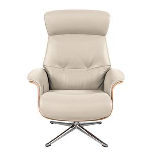 Fauteuil relax Anderson I Cuir véritable Neka : Gris clair - Chrome brillant - Noyer