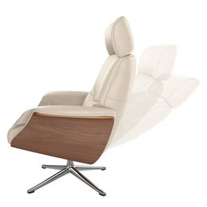 Fauteuil relax Anderson I Cuir véritable Neka : Gris clair - Chrome brillant - Noyer