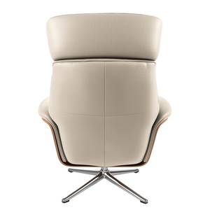 Fauteuil relax Anderson I Cuir véritable Neka : Gris clair - Chrome brillant - Noyer