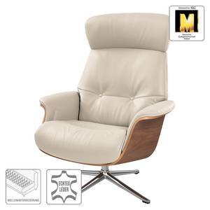 Fauteuil relax Anderson I Cuir véritable Neka : Gris clair - Chrome brillant - Noyer