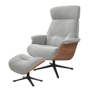 Relaxfauteuil Anderson IV Geweven stof Saia: Lichtgrijs - Zwart - Notenboom