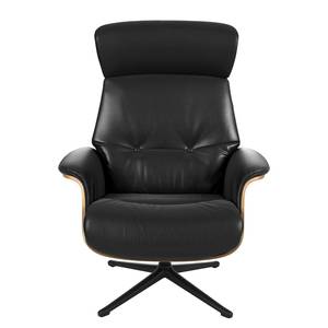 Fauteuil relax Anderson I Cuir véritable Neka : Noir - Noir - Chêne