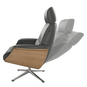 Fauteuil relax Anderson I Cuir véritable Neka : Gris - Chrome brillant - Chêne