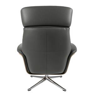 Fauteuil relax Anderson I Cuir véritable Neka : Gris - Chrome brillant - Chêne