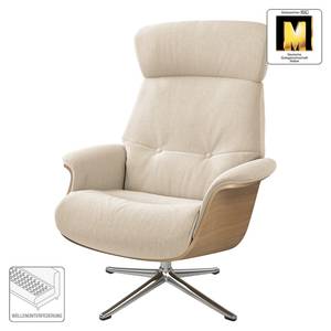 Relaxfauteuil Anderson IV Geweven stof Saia: Beige - Chroomkleurig glanzend - Eik