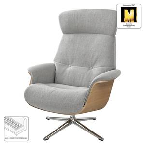 Relaxfauteuil Anderson IV Geweven stof Saia: Lichtgrijs - Chroomkleurig glanzend - Eik