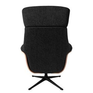 Relaxfauteuil Anderson V Geweven stof Saia: Antraciet - Zwart - Notenboom