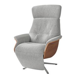 Relaxfauteuil Anderson V Geweven stof Saia: Lichtgrijs - Chroomkleurig glanzend - Notenboom