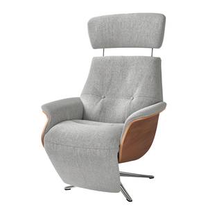 Relaxfauteuil Anderson V Geweven stof Saia: Lichtgrijs - Chroomkleurig glanzend - Notenboom