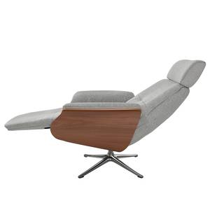 Relaxfauteuil Anderson V Geweven stof Saia: Lichtgrijs - Chroomkleurig glanzend - Notenboom