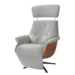 Relaxfauteuil Anderson V Geweven stof Saia: Lichtgrijs - Zwart - Notenboom