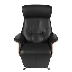 Relaxfauteuil Anderson II Leer Neto: Zwart - Chroomkleurig glanzend - Notenboom