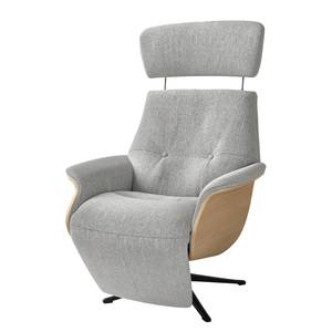 Relaxfauteuil Anderson V Geweven stof Saia: Lichtgrijs - Zwart - Eik