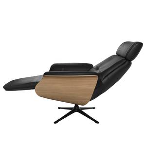 Relaxfauteuil Anderson II Leer Neto: Zwart - Zwart - Eik