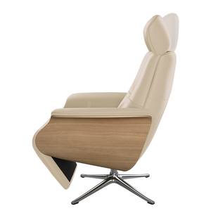 Fauteuil relax Anderson II Cuir véritable Neka : Cachemire - Chrome brillant - Chêne