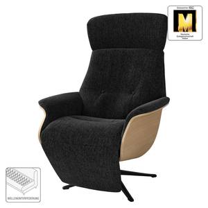 Relaxfauteuil Anderson V Geweven stof Saia: Antraciet - Zwart - Eik