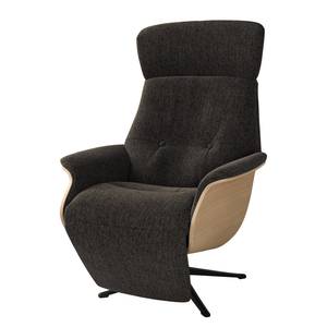 Relaxfauteuil Anderson V Geweven stof Saia: Zwart-Bruin - Zwart - Eik