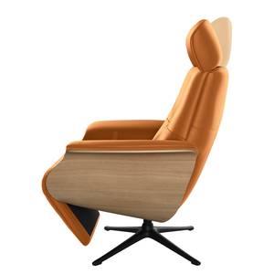 Relaxfauteuil Anderson II Echt leer Neka: Cognackleurig - Zwart - Eik