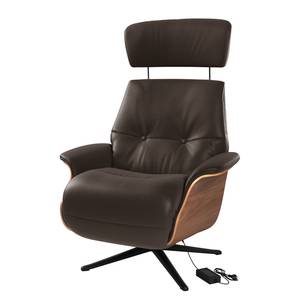 Fauteuil relax Anderson VI Cuir véritable Neka : Marron foncé - Noir - Noyer