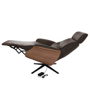 Relaxfauteuil Anderson VI Echt leer Neka: Donkerbruin - Zwart - Notenboom