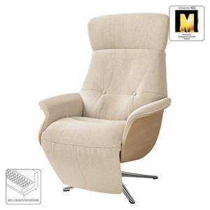 Relaxsessel Anderson V Webstoff Saia: Beige - Chrom glänzend - Eiche