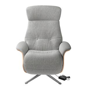 Fauteuil relax Anderson III Tissu Saia: Gris clair - Chrome brillant - Noyer